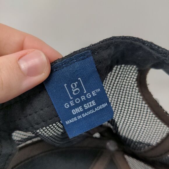 Fish Leather Patch Snapback Mesh Back Trucker Hat Gray One Size George - Picture 8 of 8